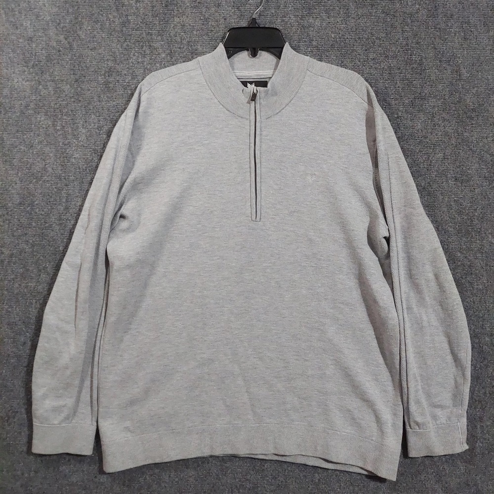 Buttercloth Sweater Mens XL Gray Cotton Acrylic 1/4‎ Zip Mock Neck Pullover Knit
